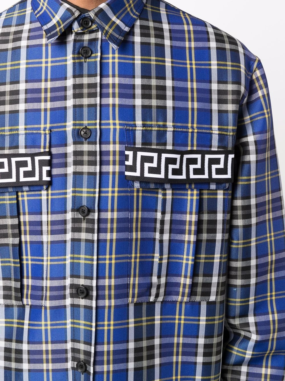 Greca-detail plaid shirt - 5