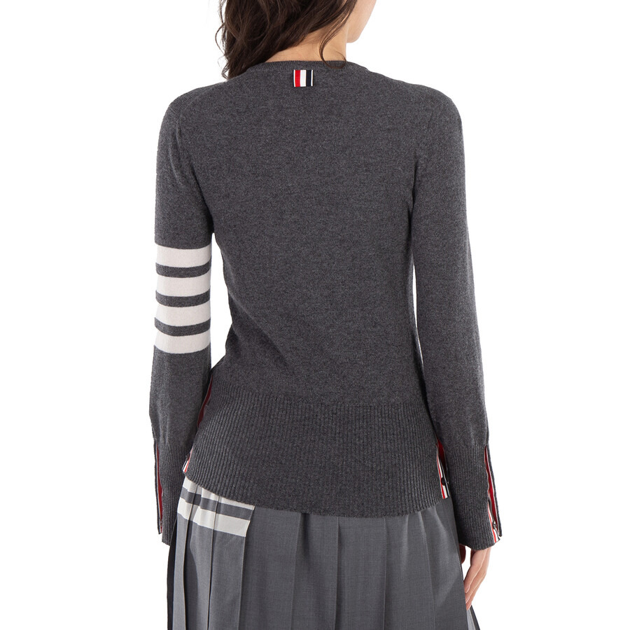 Thom Browne Med Grey 4-Bar Cashmere Pullover - 3