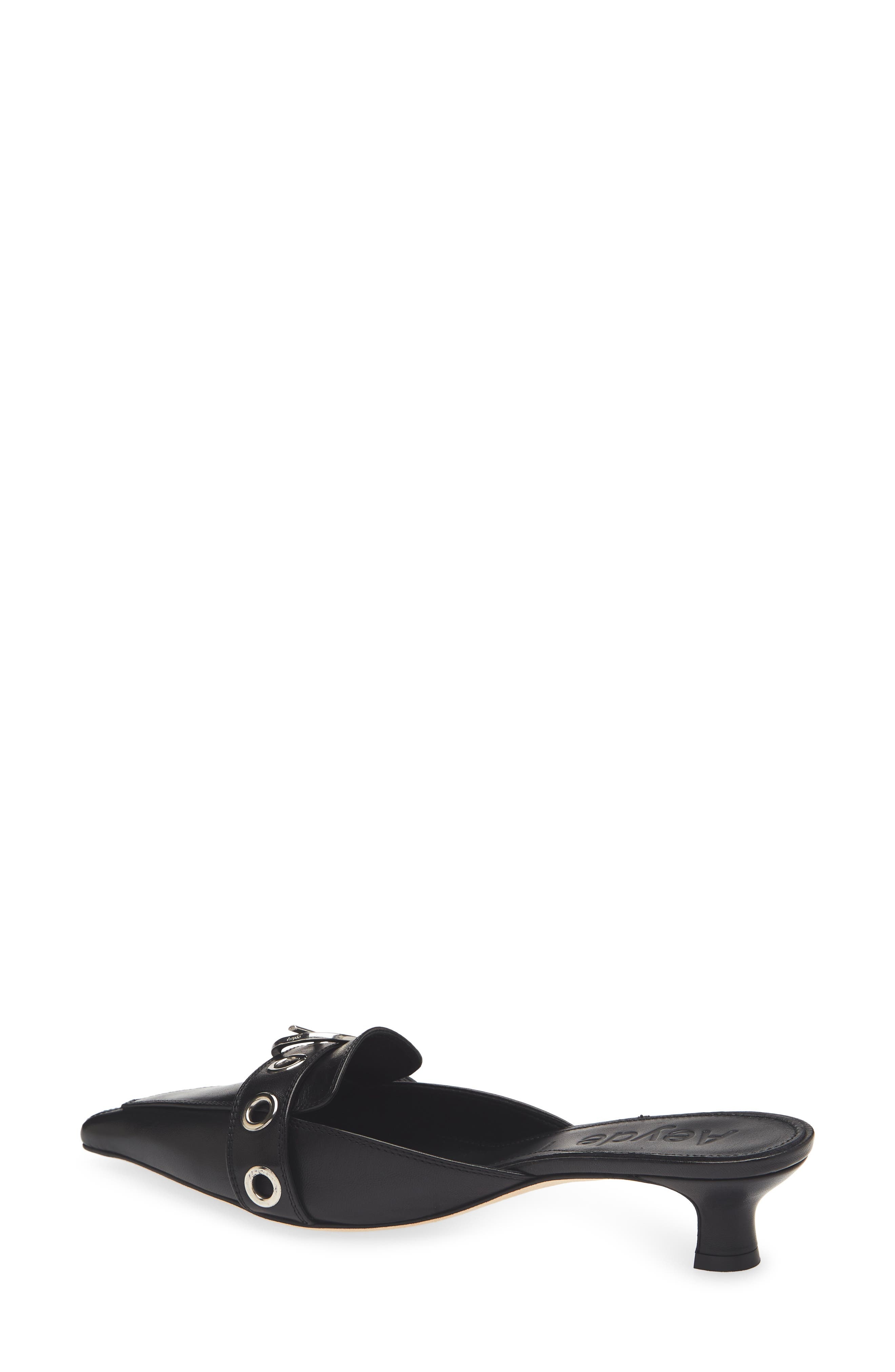 aeyde Danielle Grosgrain Pointed Toe Mule in Black at Nordstrom - 2