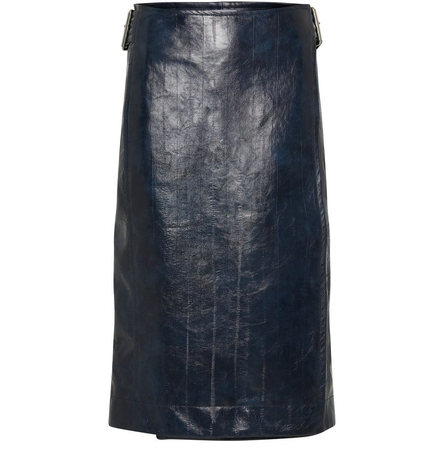 Embossed Leather Midi Skirt - 1