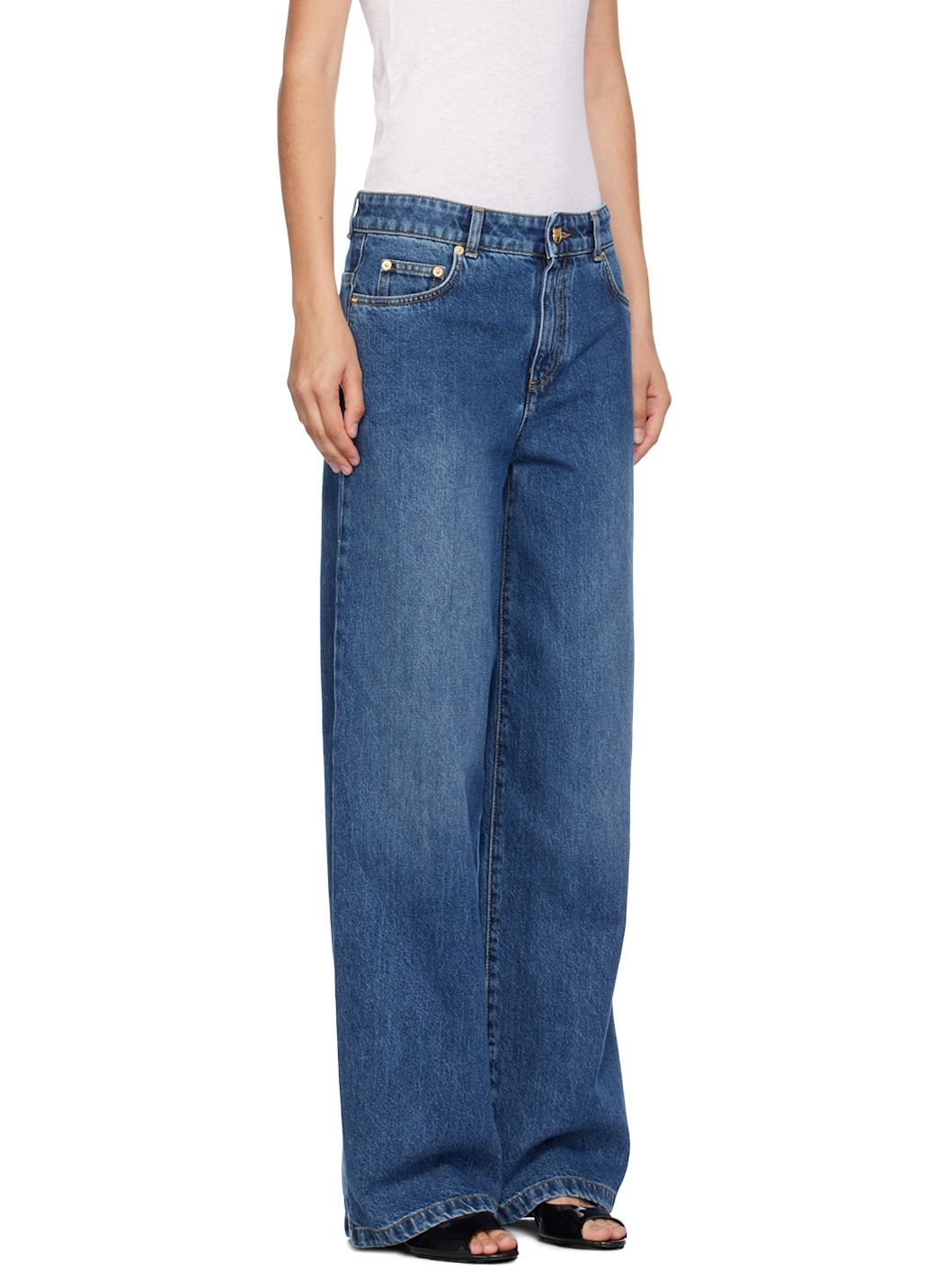 Blue Teddy Bear Button Jeans - 2