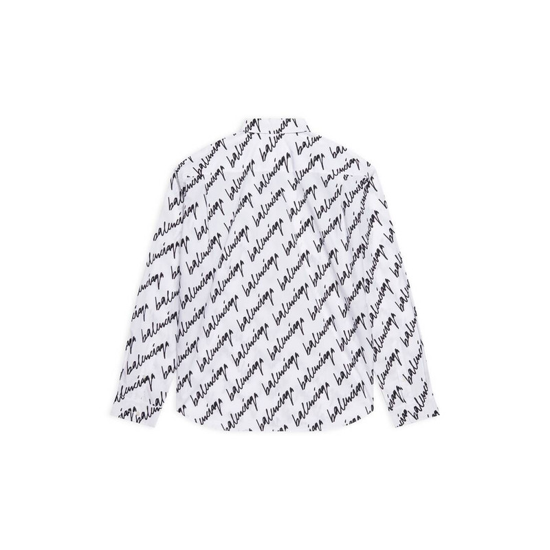 BALENCIAGA Men's New Scribble Shirt Large Fit in White outlook