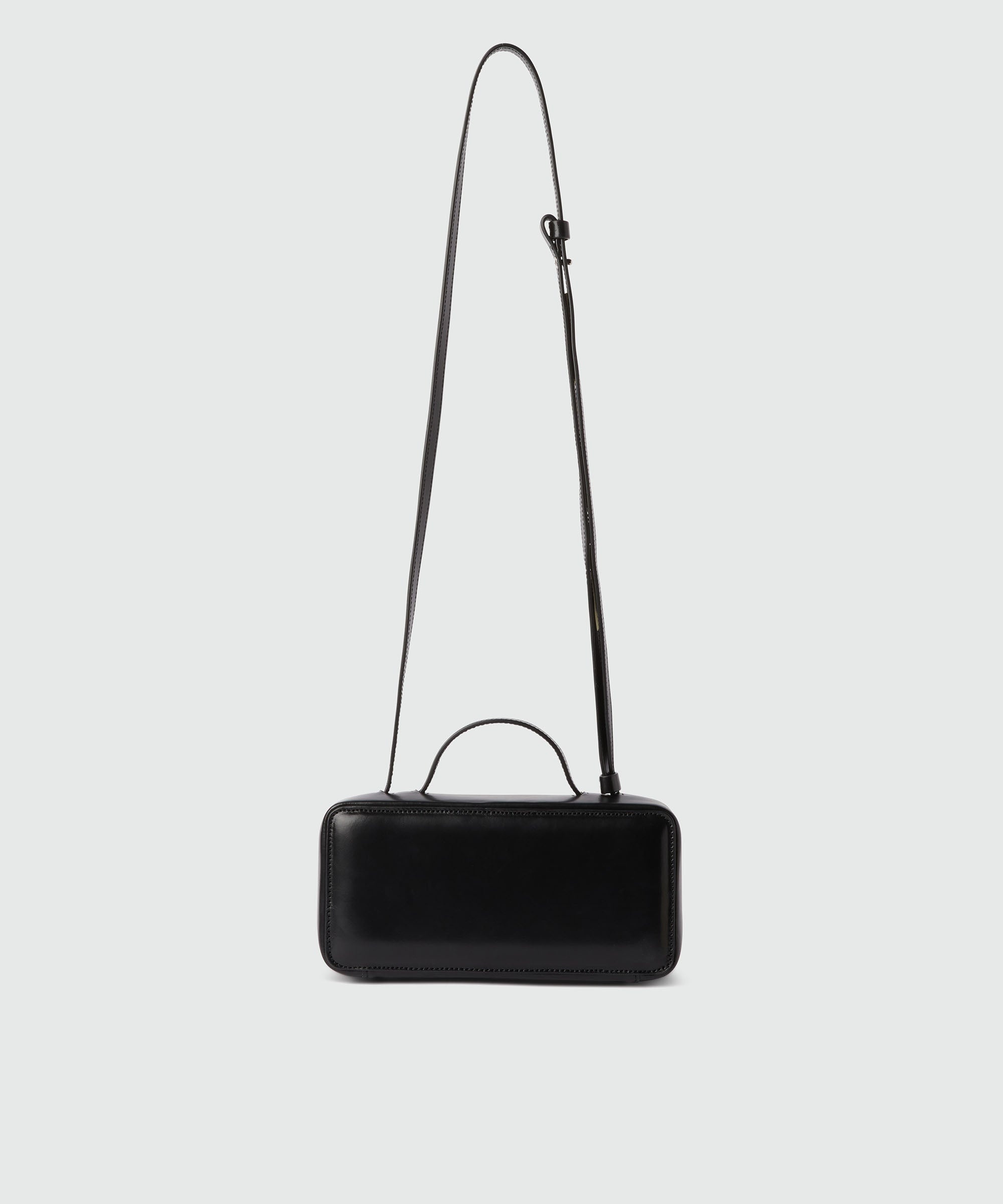 Small black shiny leather baguette bag - 2