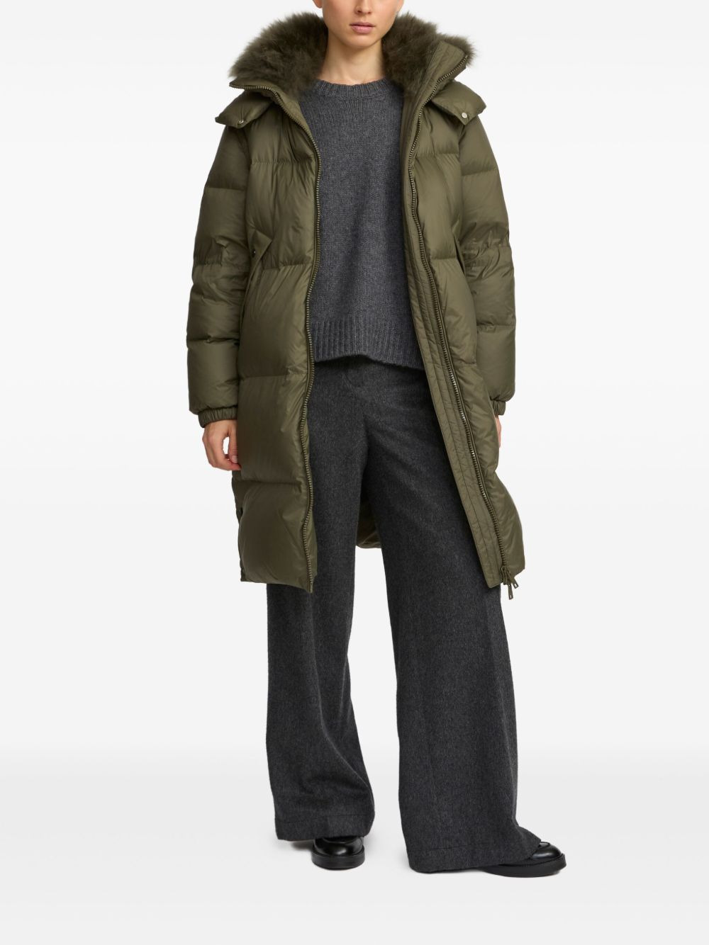 lambshearling-trimmed hooded coat - 2