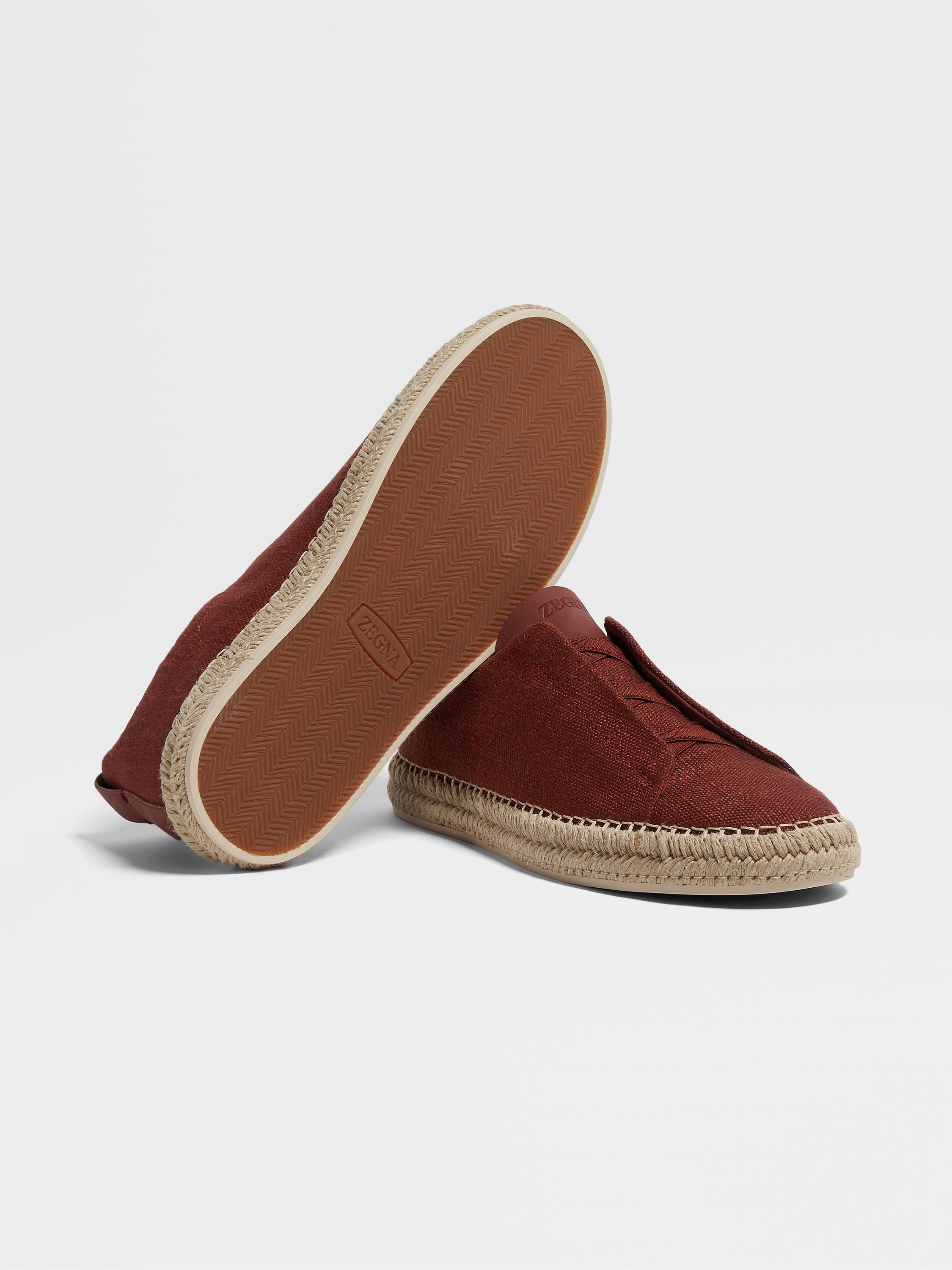 RED VISCOSE LINEN AND LEATHER TRIPLE STITCH™ ESPADRILLES - 5