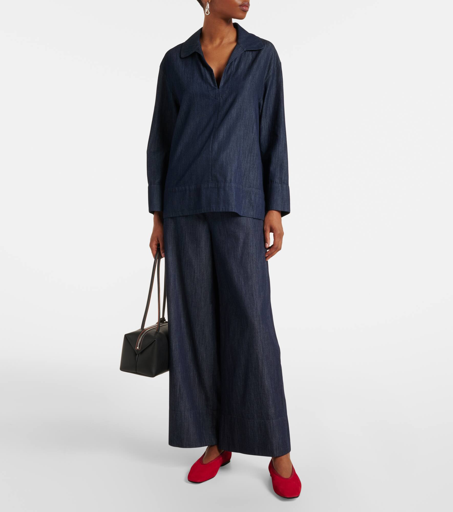 Jour cotton chambray wide-leg pants - 2