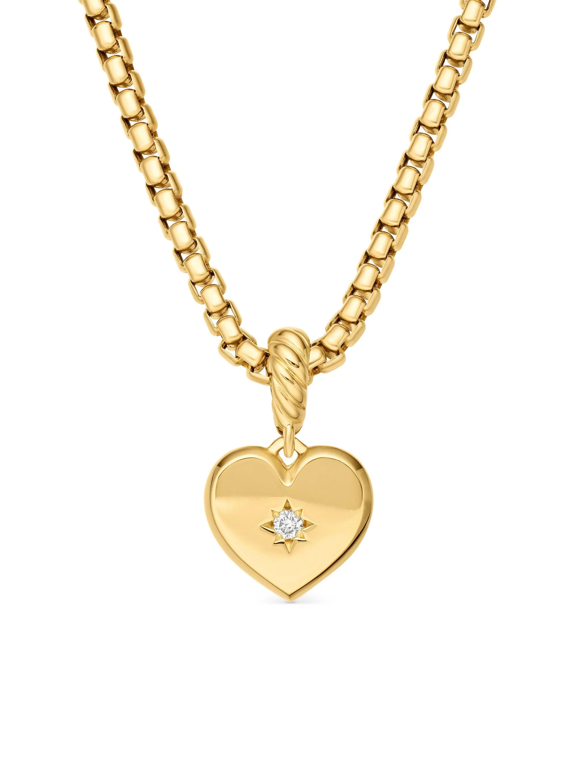 Women's Compass Heart Amulet in 18K Yellow Gold with Center Diamond, 18.8MM - Gold - 1