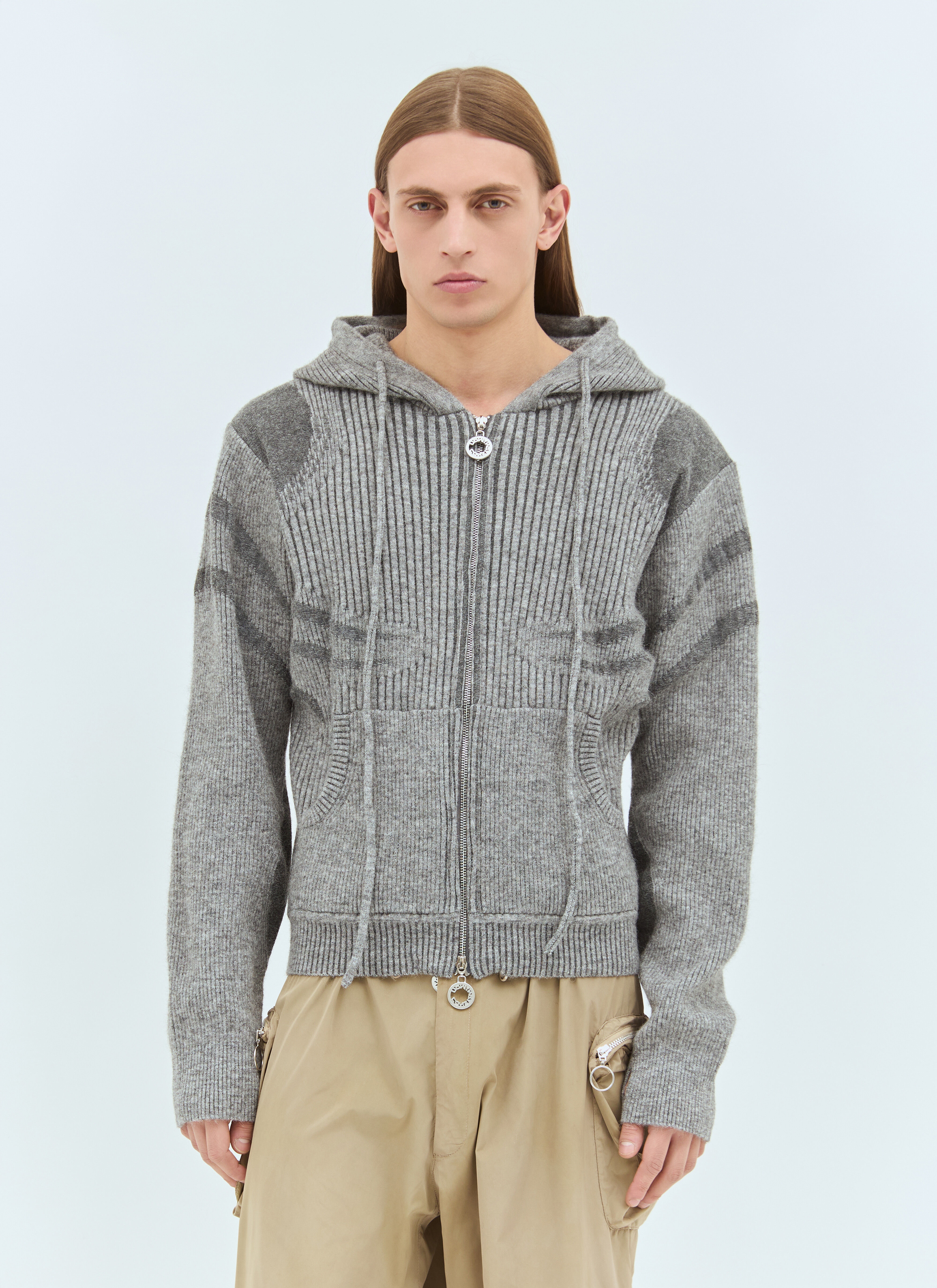 Plated Zip Hooded Sweater - 1
