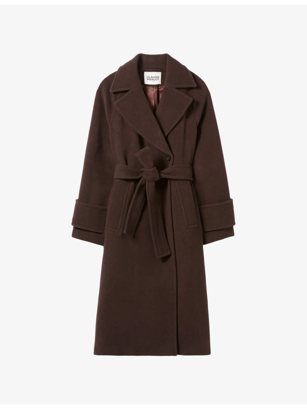 Belted Lapel-Collar Wool-Blend Coat - 1
