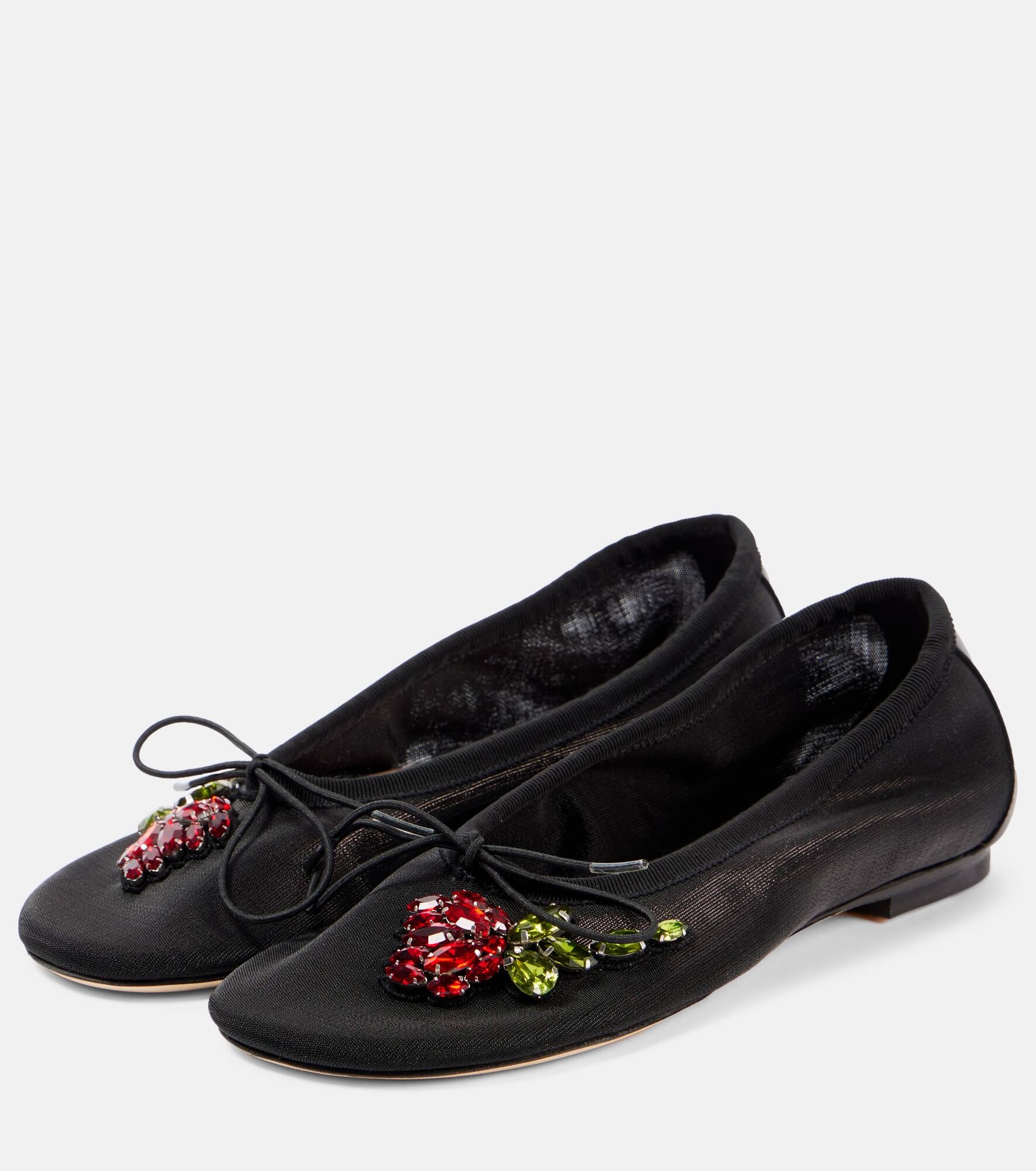 Bow-detail embellished ballet flats - 4