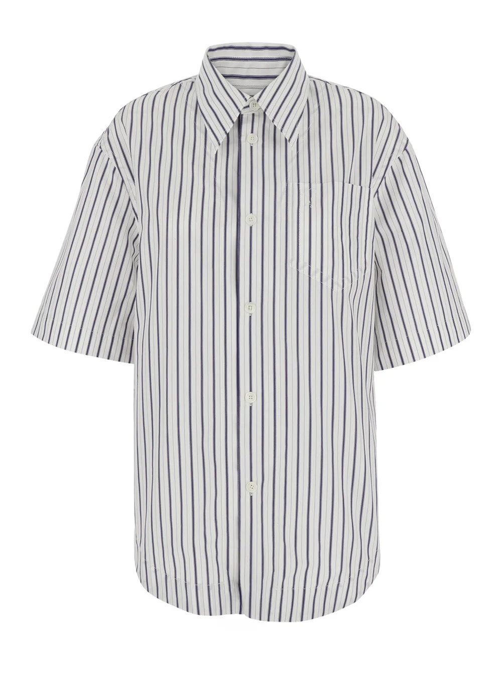 Ami Paris Women White Shirt With Classic Collar And All-Over Striped Pattern In Cotton For Women - 1