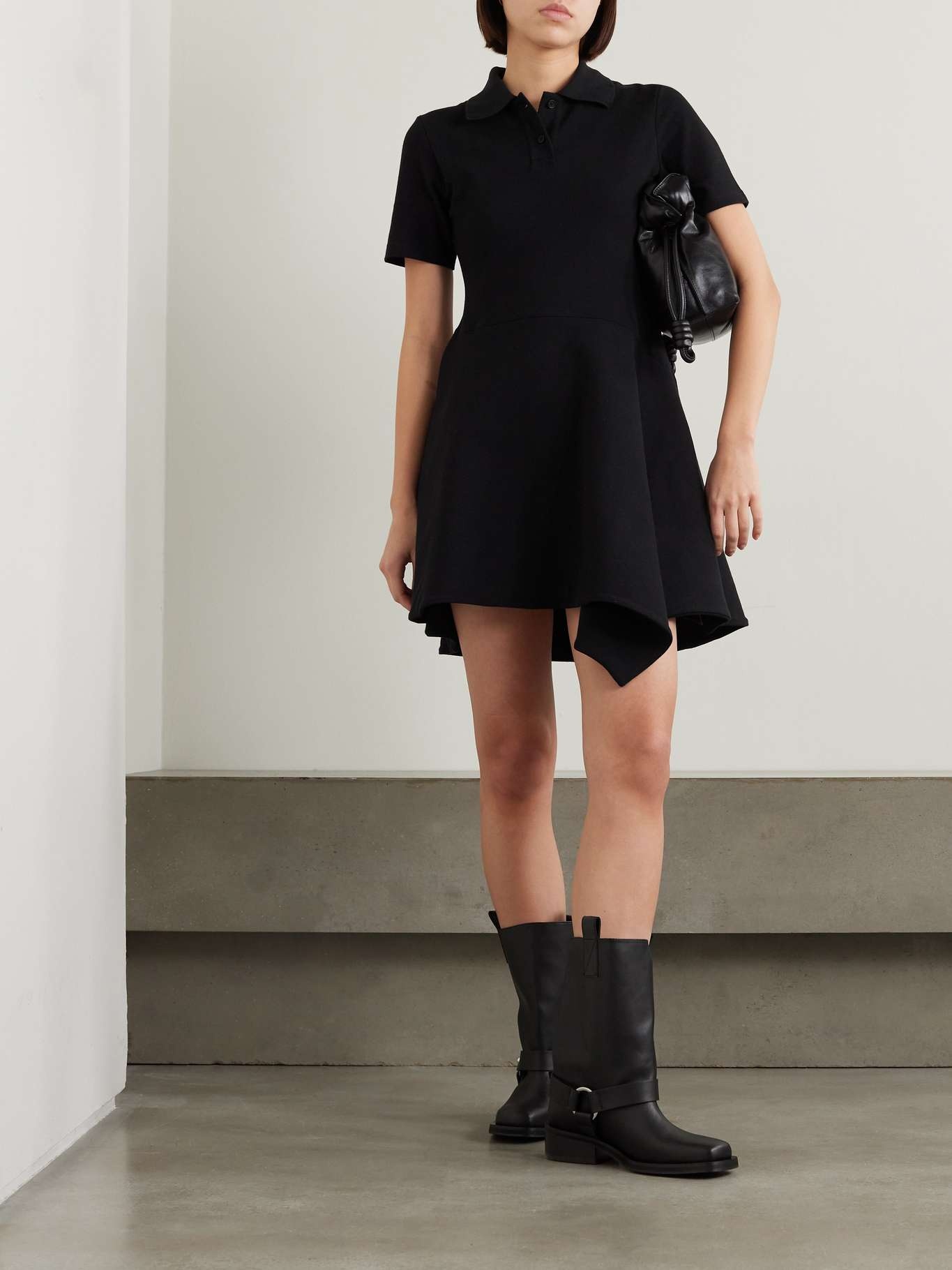 JW Anderson SHORT SLEEVE ASYMMETRIC POLO DRESS | REVERSIBLE