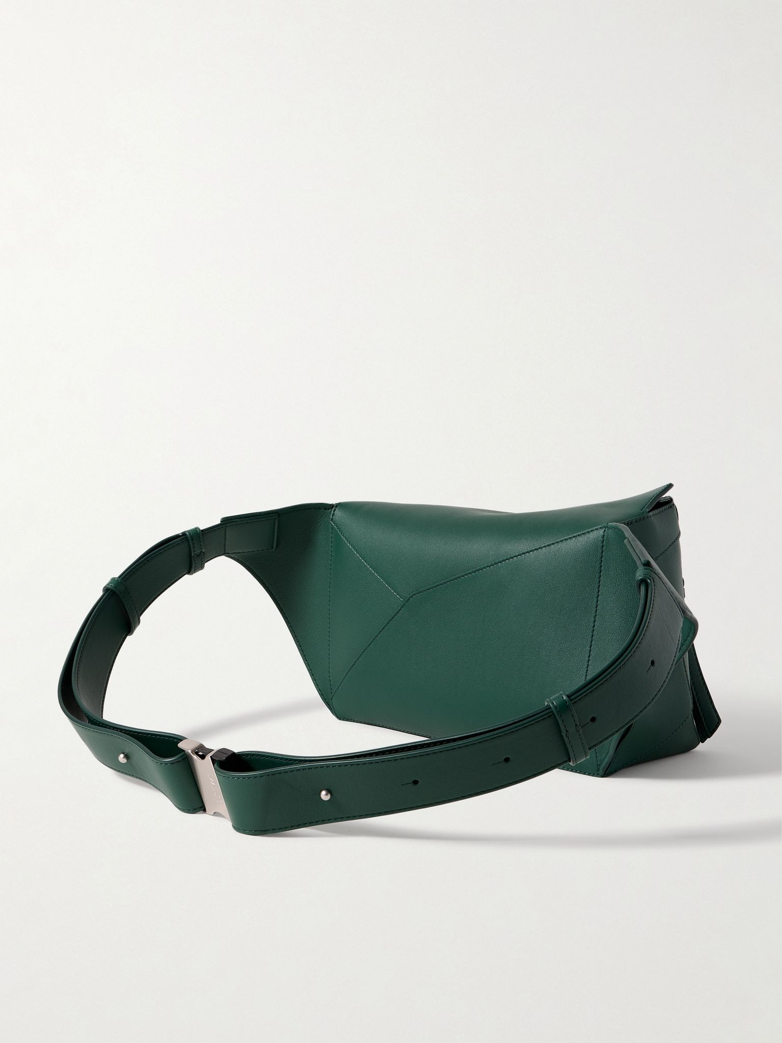Puzzle Edge Small Leather Belt Bag Emerald - 3
