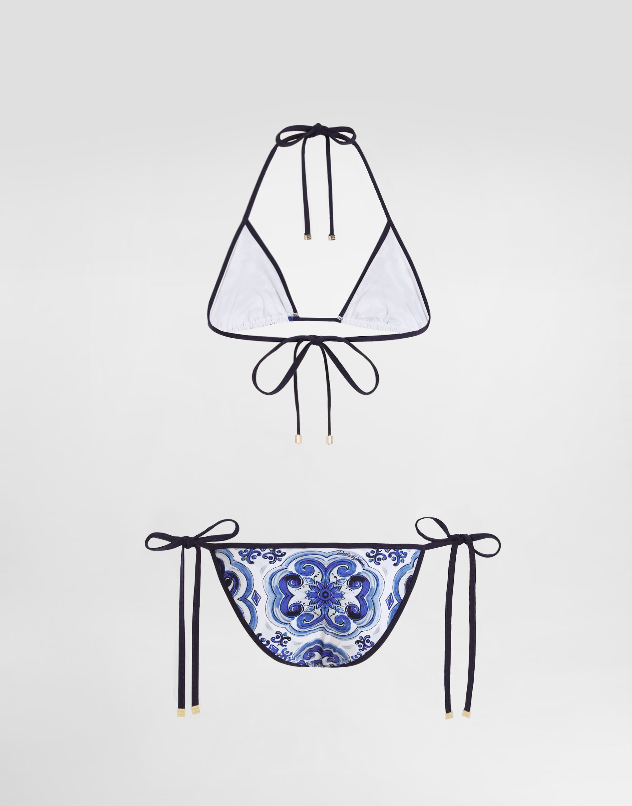 Majolica-print triangle bikini - 3