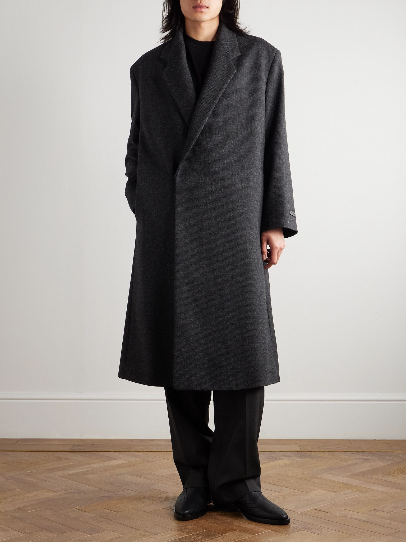 Double-Breasted Virgin Wool Coat Black - 2