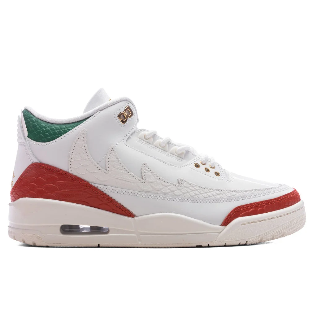 AIR JORDAN 3 RETRO 'EL VUELO' - SUMMIT WHITE/METALLIC GOLD/PINE GREEN - 1