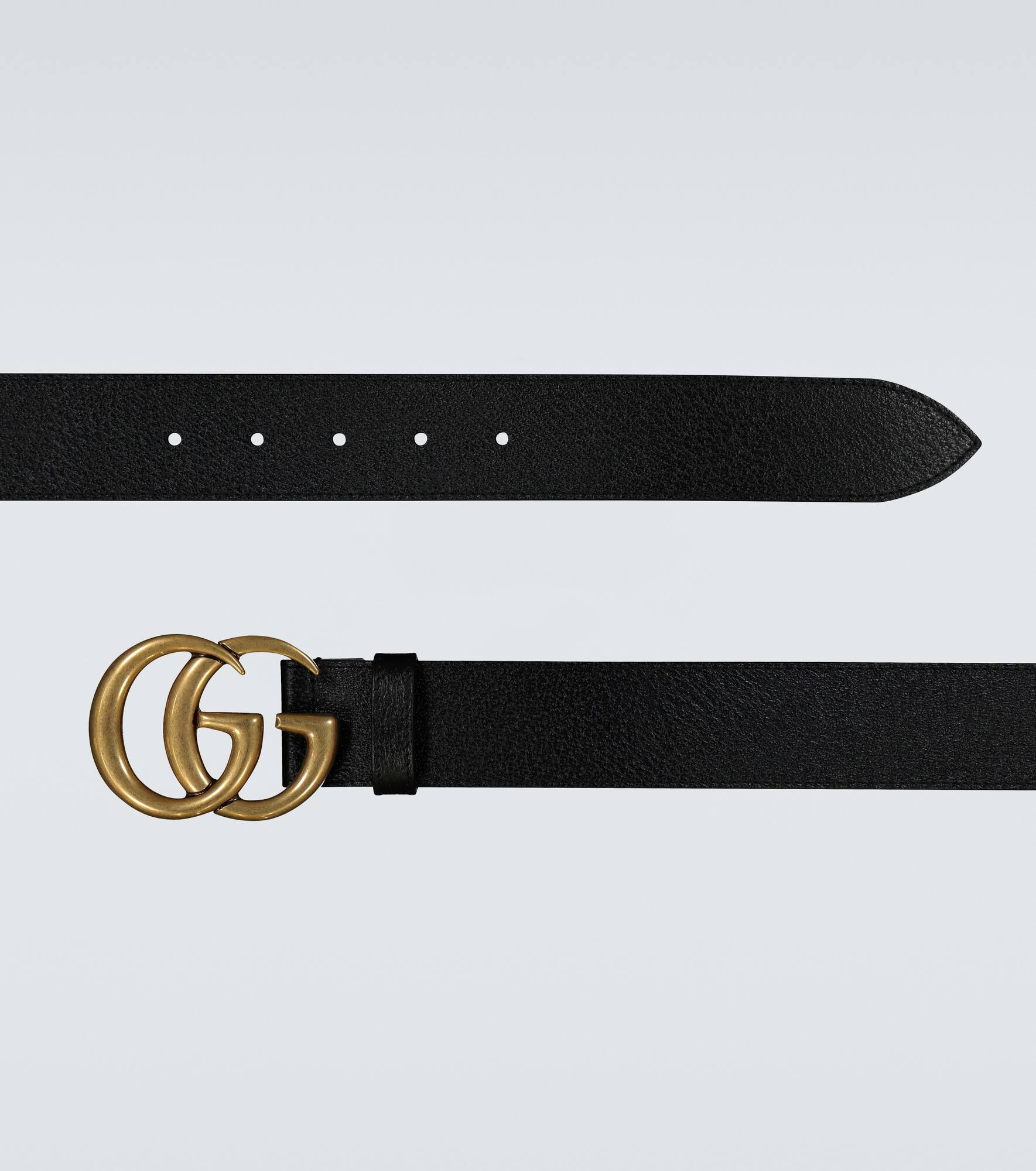 Leather belt with Double G buckle - 4