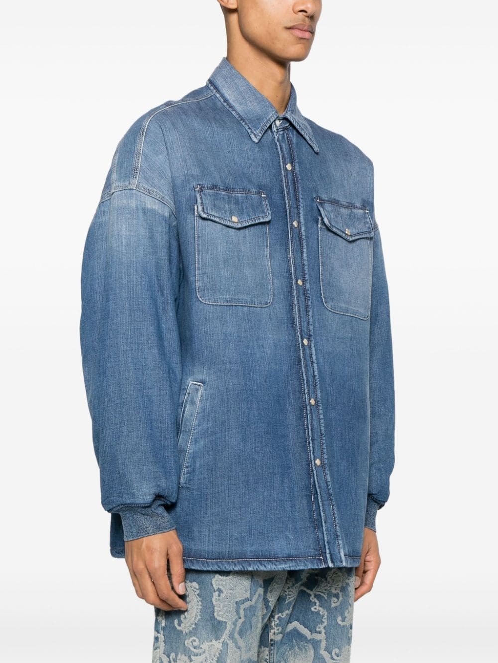 Seal-embroidered denim jacket - 3