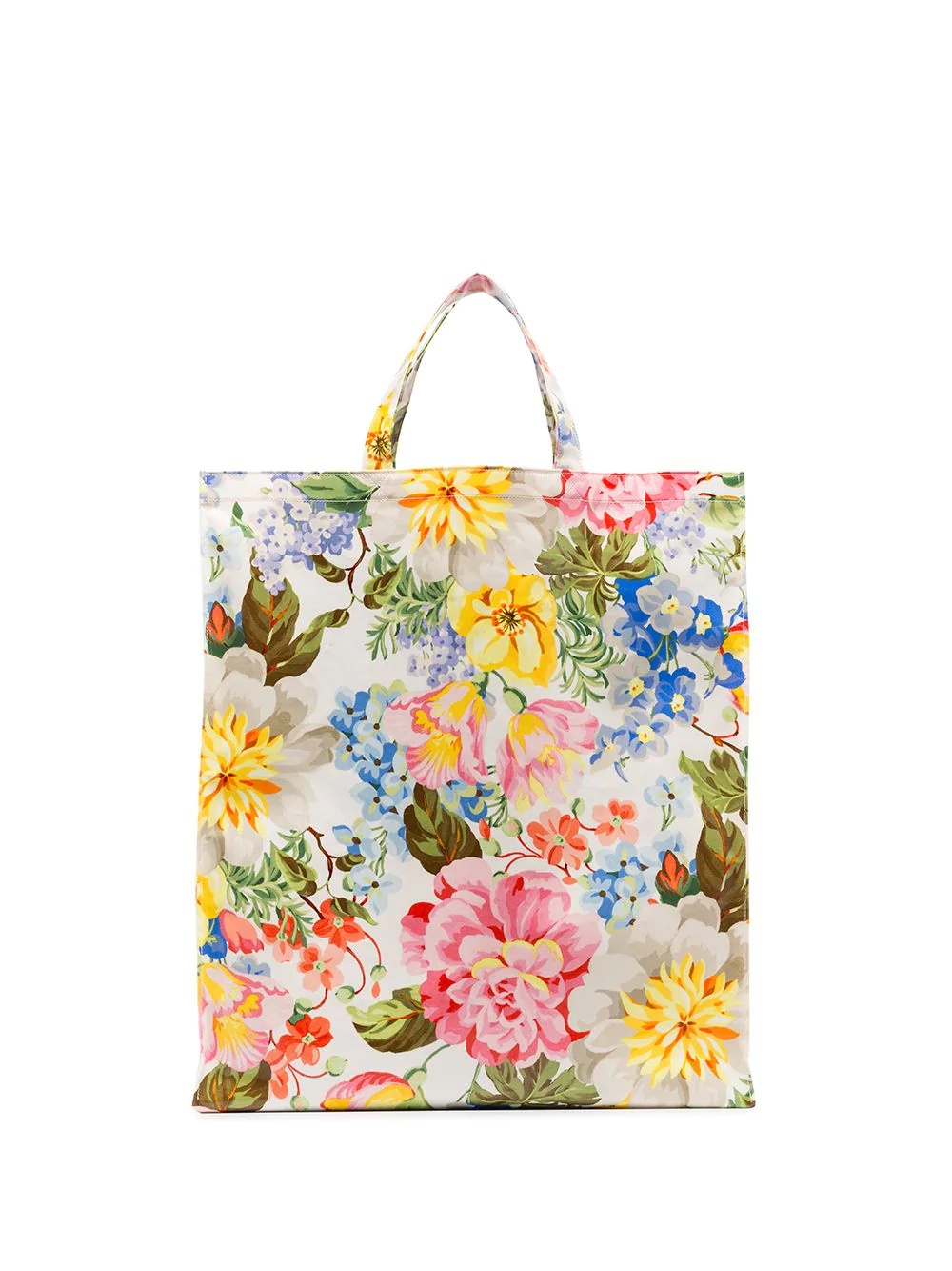 floral-print logo tote - 3