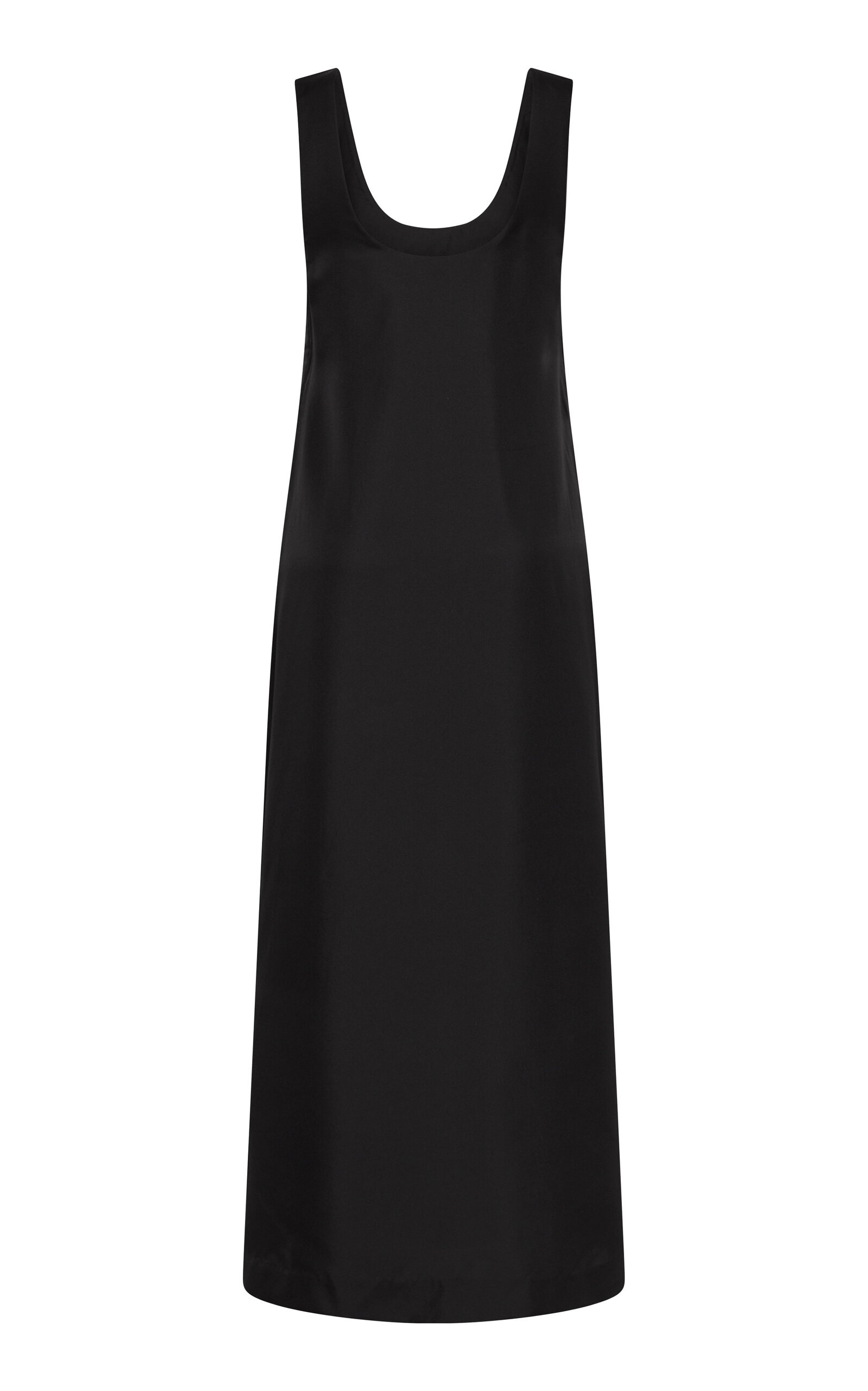 Button-Up Silk Twill Midi Dress black - 6