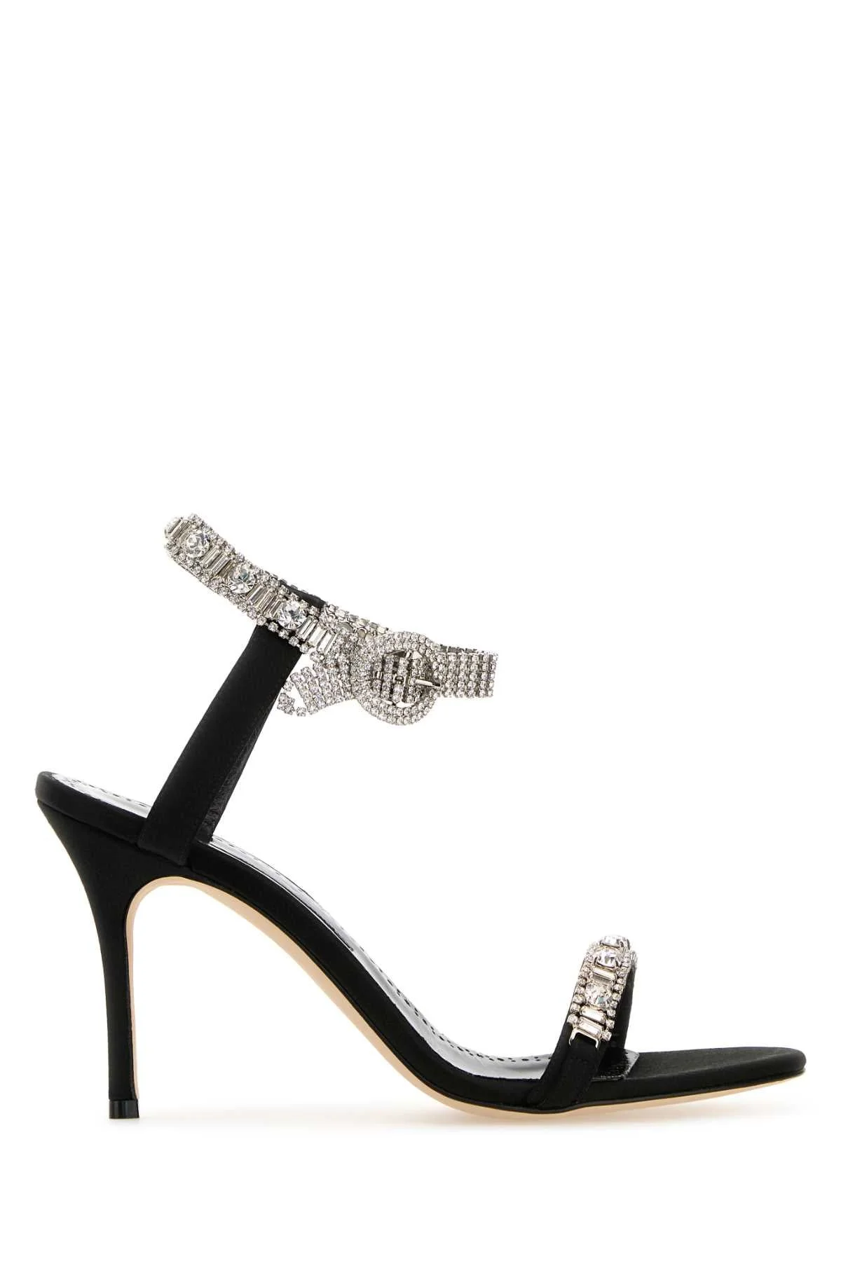Manolo Blahnik Women Black Satin Asasan Sandas - 1