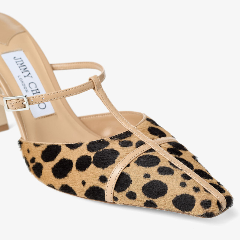 Gloria Mule 85 Natural Cheetah Print Pony Leather Mules 3