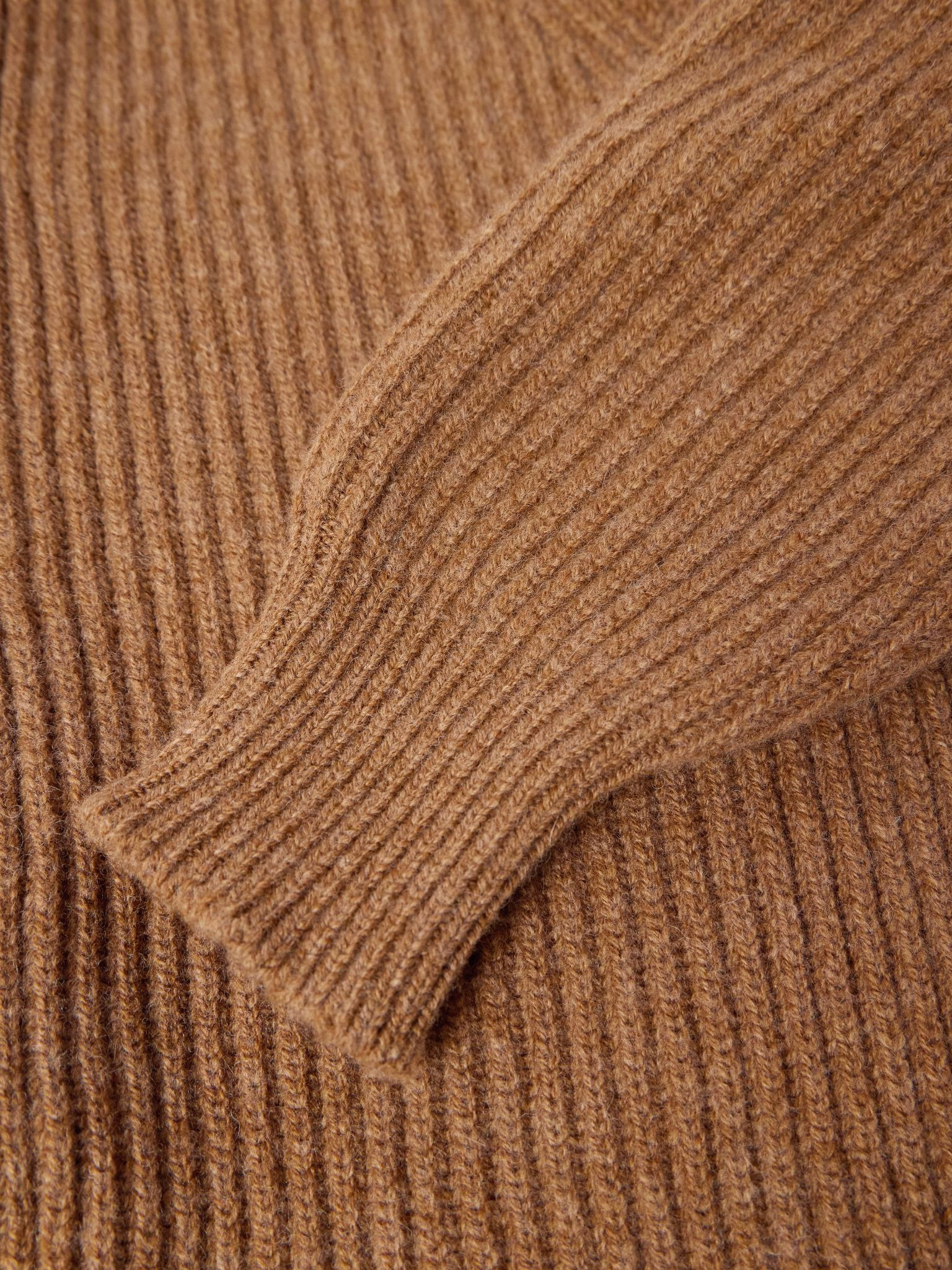 Slim-Fit Shawl-Collar Ribbed Wool Cardigan Brown - 6