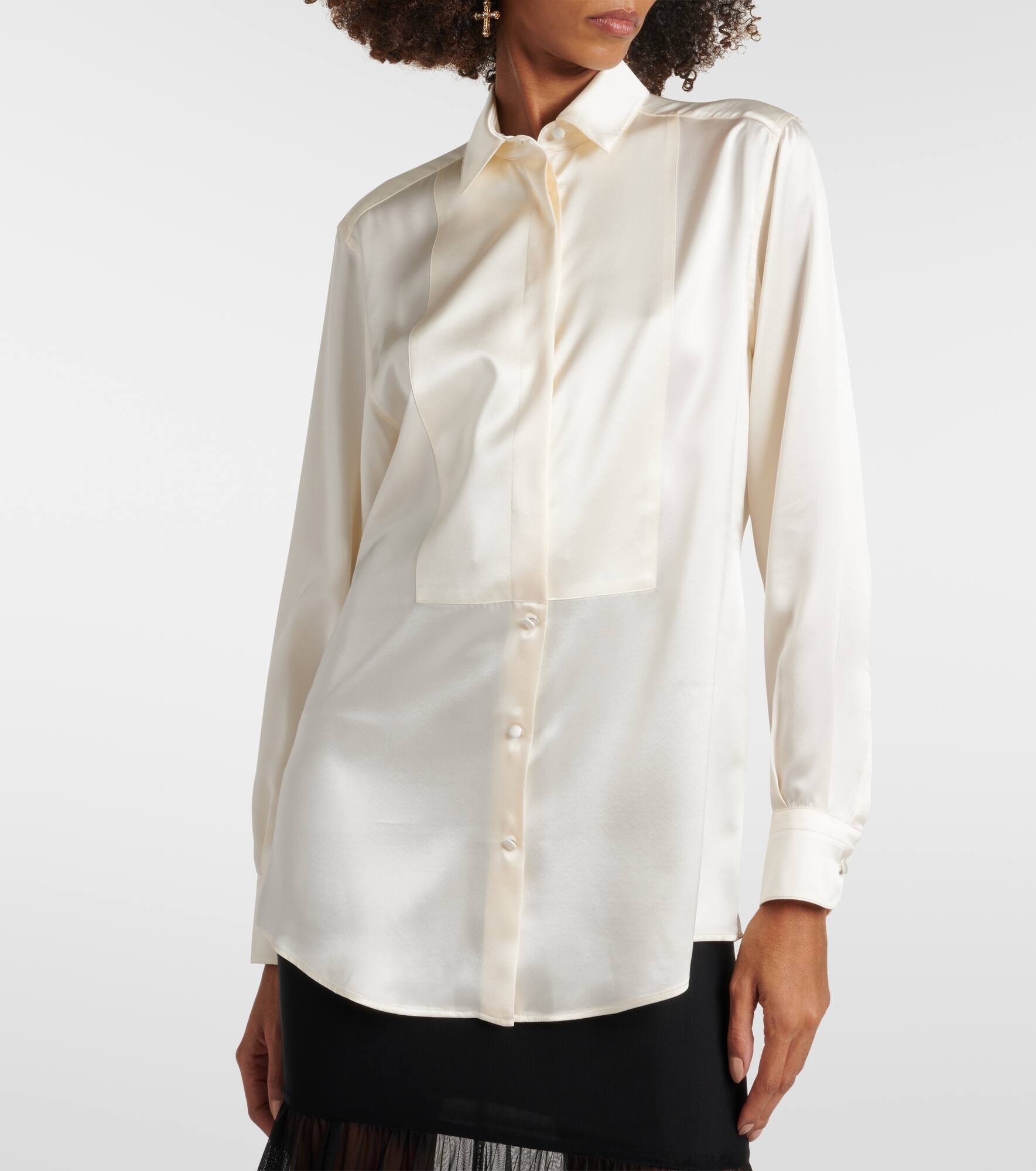 Paneled silk shirt - 4