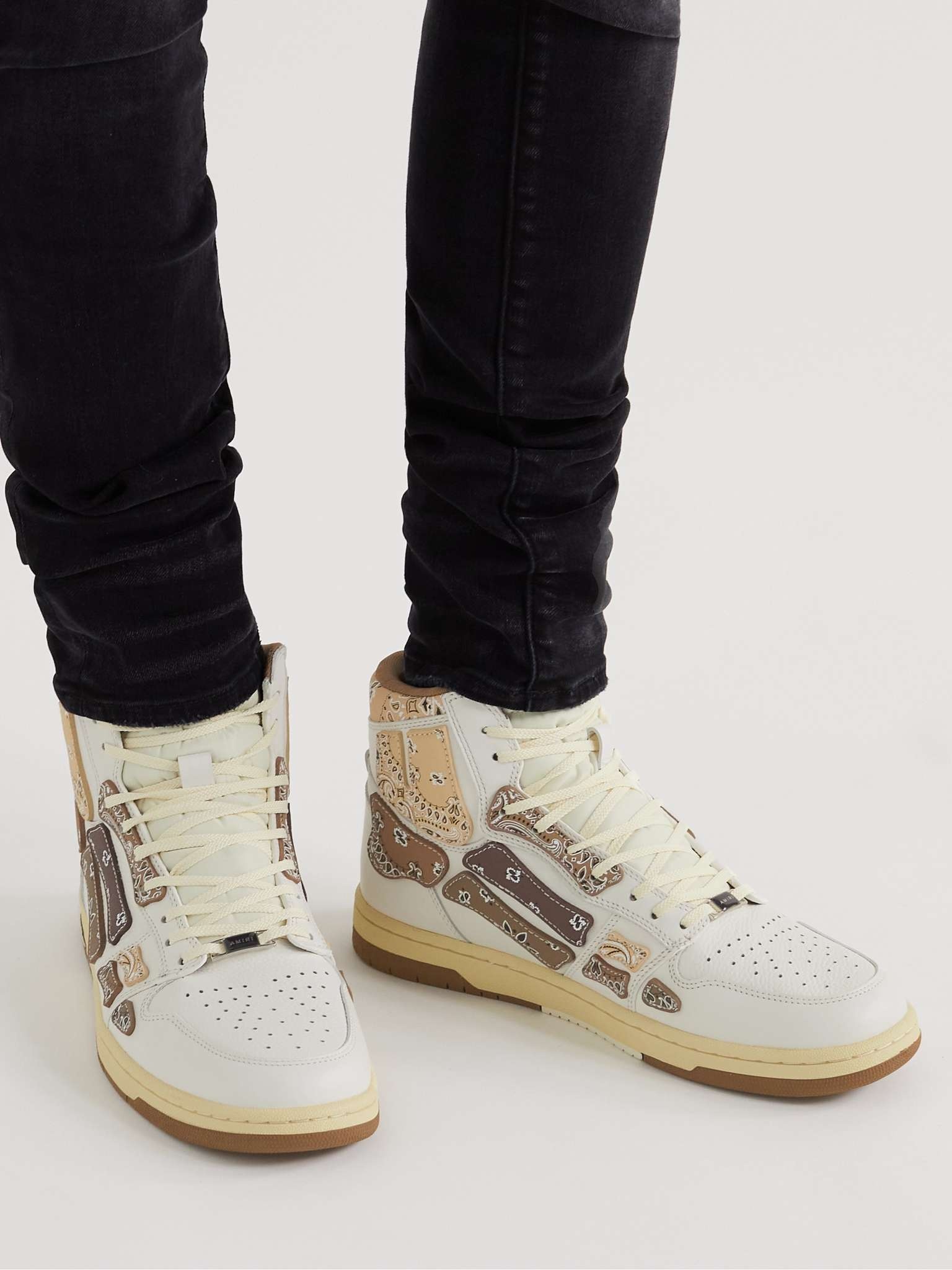 Skel-Top Bandana-Print Leather High-Top Sneakers - 7
