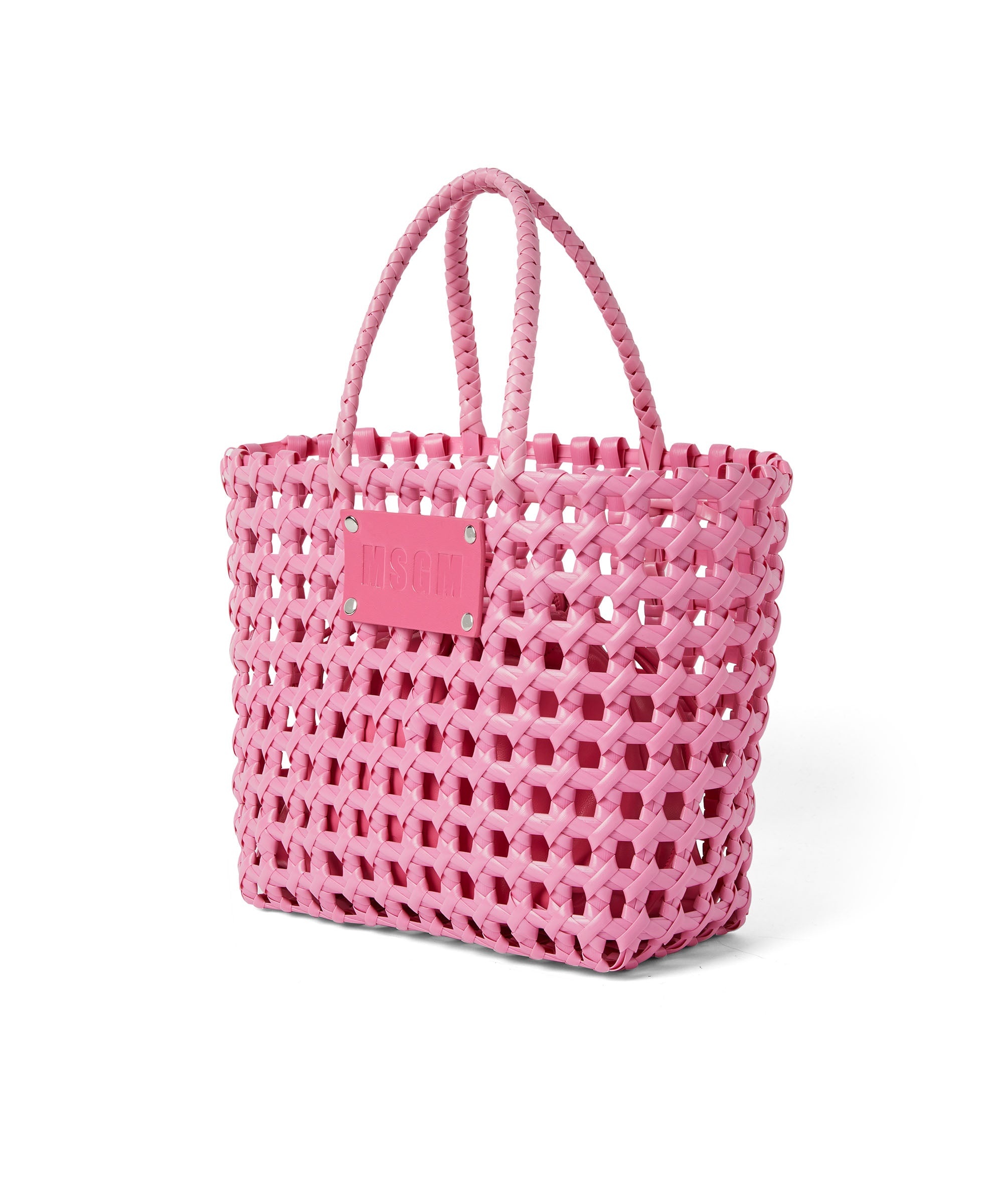 Faux leather basket net mini bag with accompanying mini pouch - 3