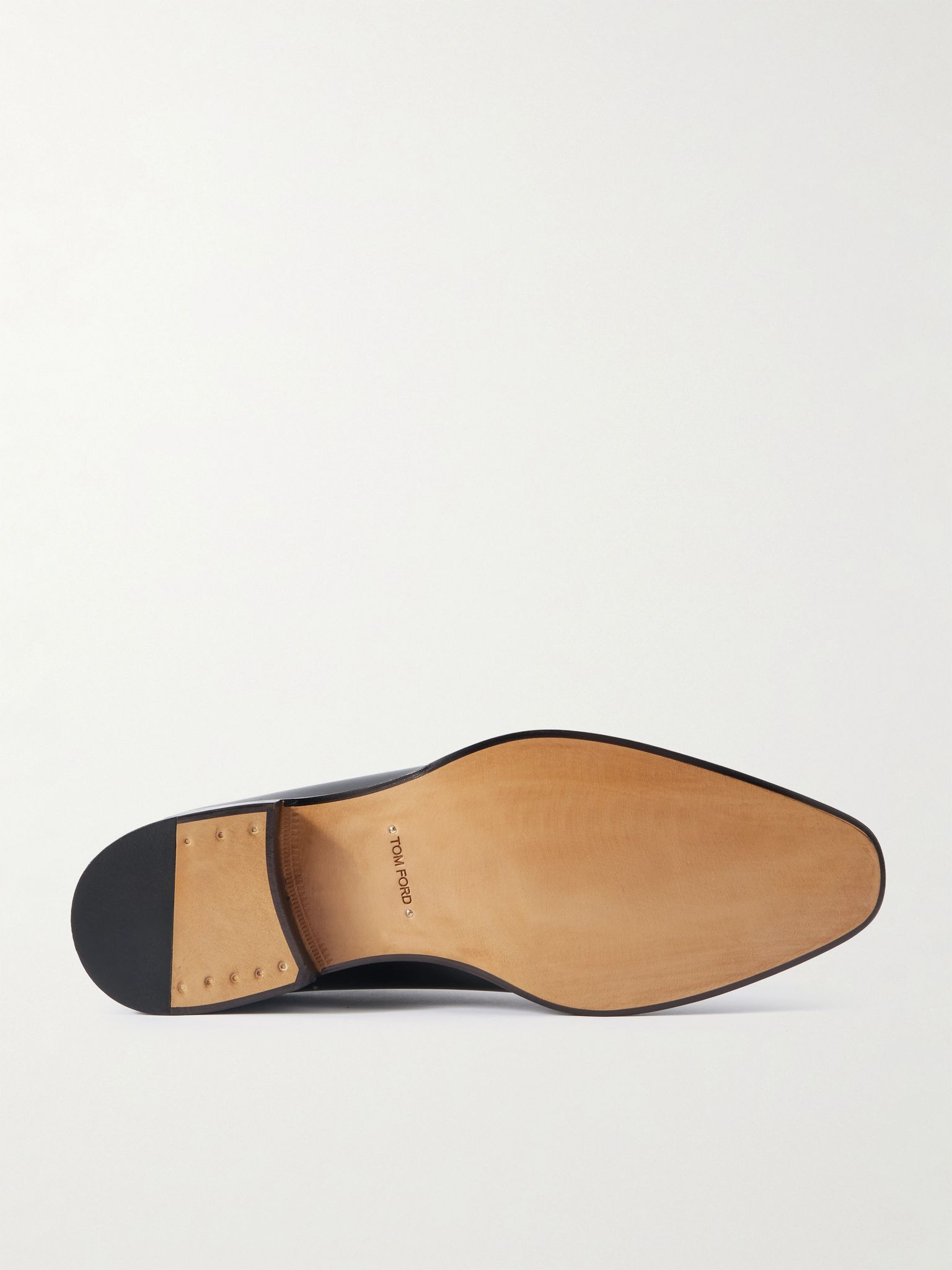 Whole-Cut Glossed-Leather Oxford Shoes Black - 3