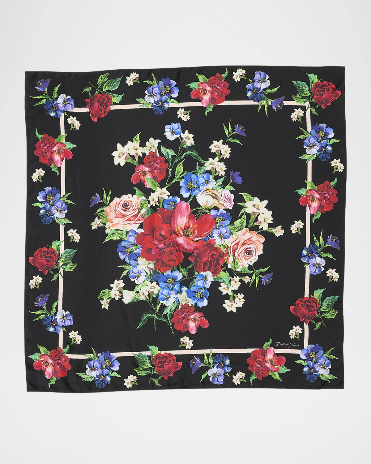 Floral Foulard Silk Scarf - 1