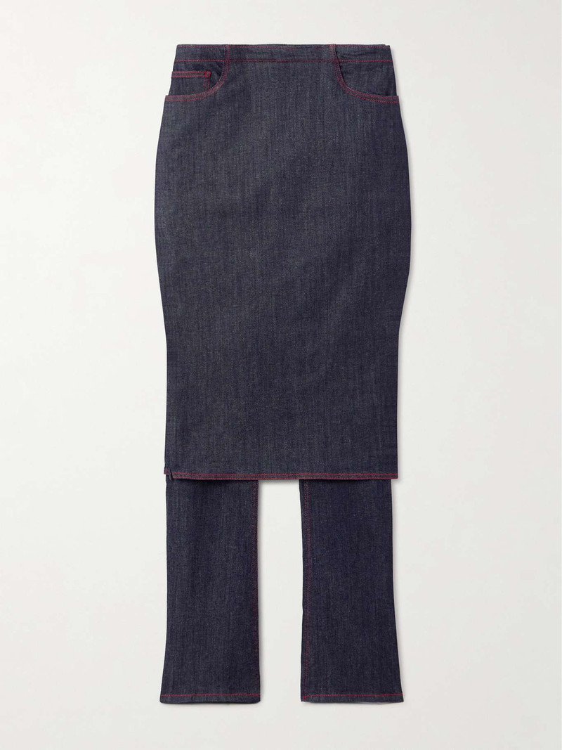 High-rise straight-leg layered jeans - 1