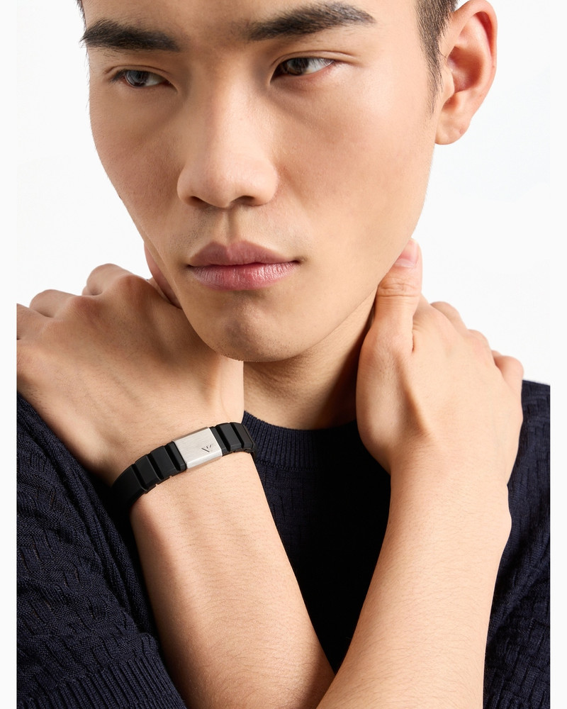 BLACK SILICONE AND STAINLESS STEEL ID BRACELET 4