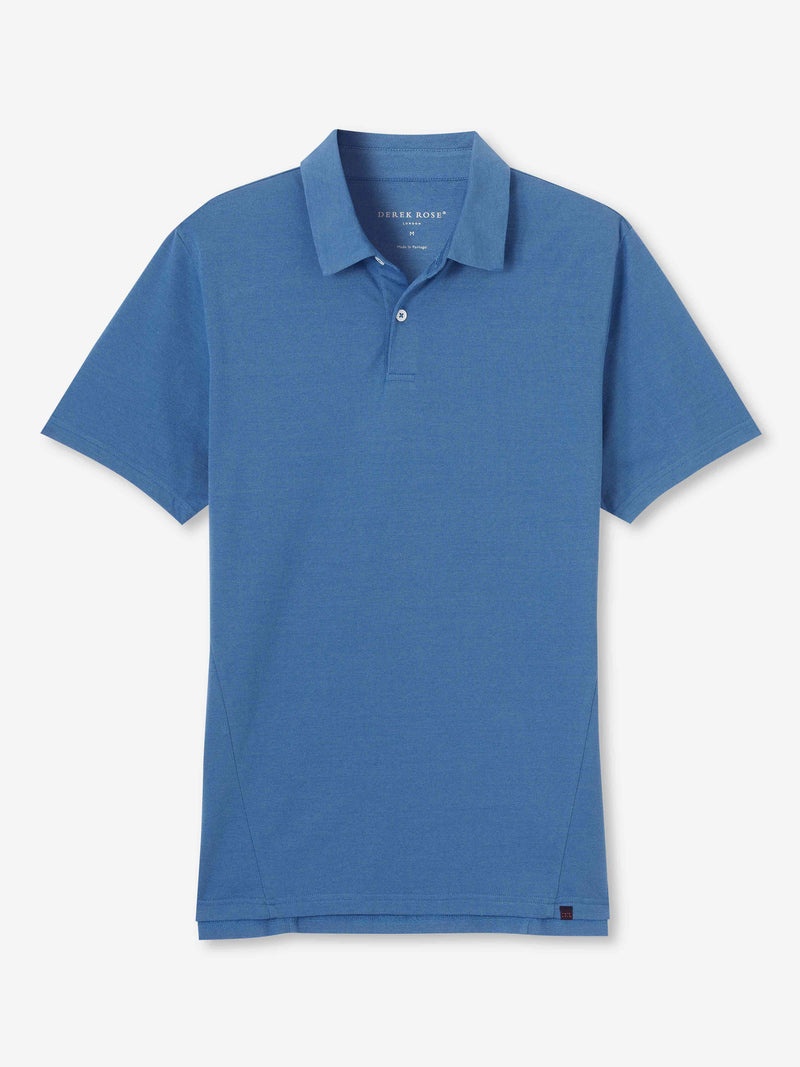 Men's Polo Shirt Ramsay 3 Pique Cotton Tencel Blue - 1