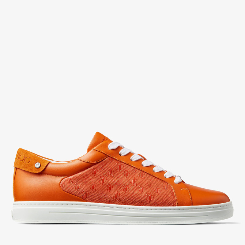 Rome/M
Amber Orange JC Monogram Pattern and Leather Low-Top Trainers 1