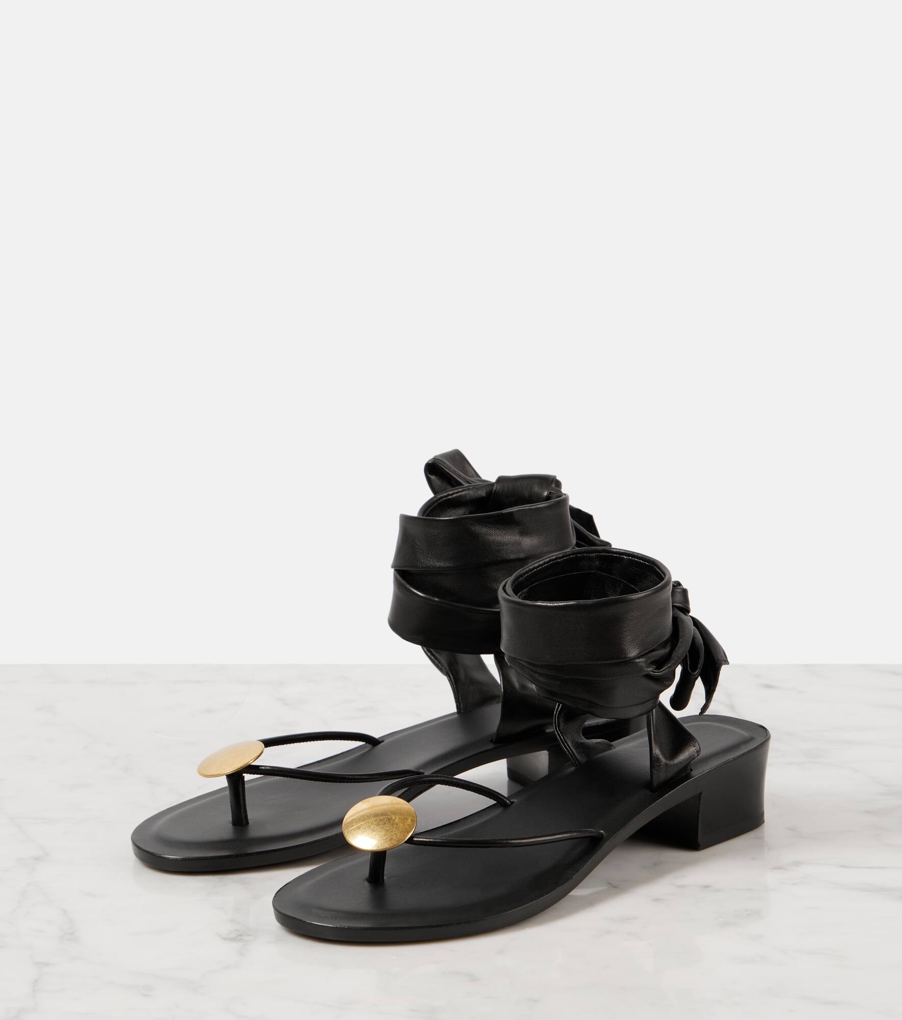 Cord leather thong sandals - 5