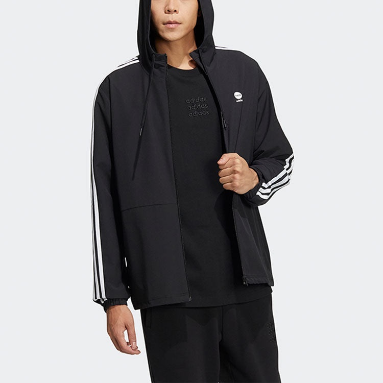 adidas neo Stripe Hooded Jacket Black HD4670 - 4