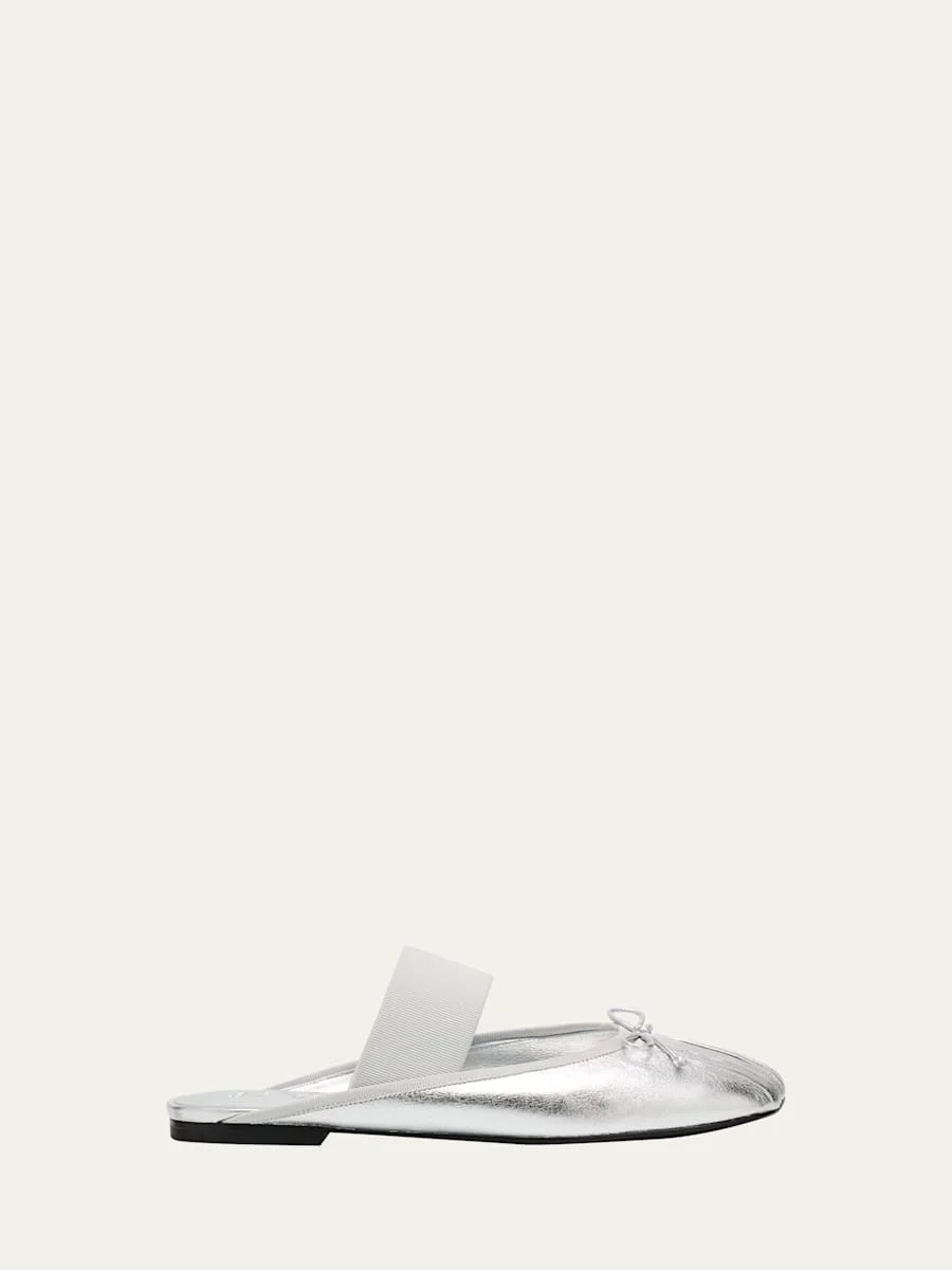 ID Metallic Leather Ballerina Mules - 1