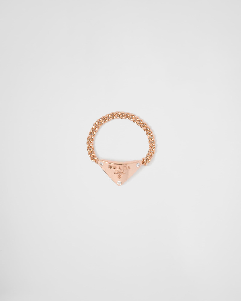 Eternal Gold chain ring in pink gold with diamonds 1