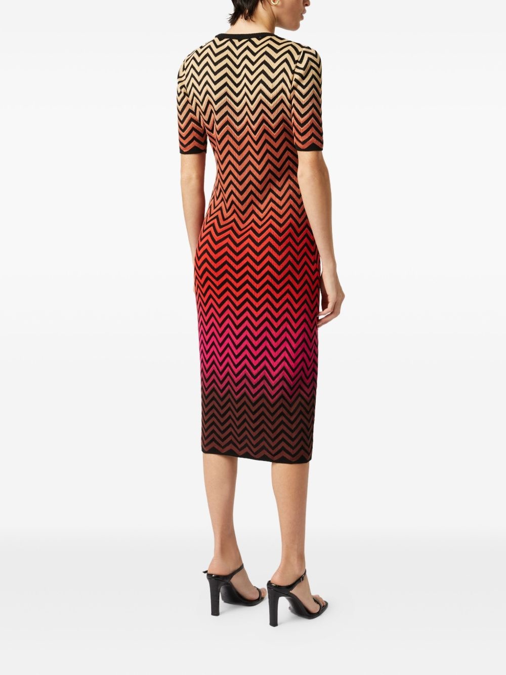 zigzag-pattern midi dress - 3