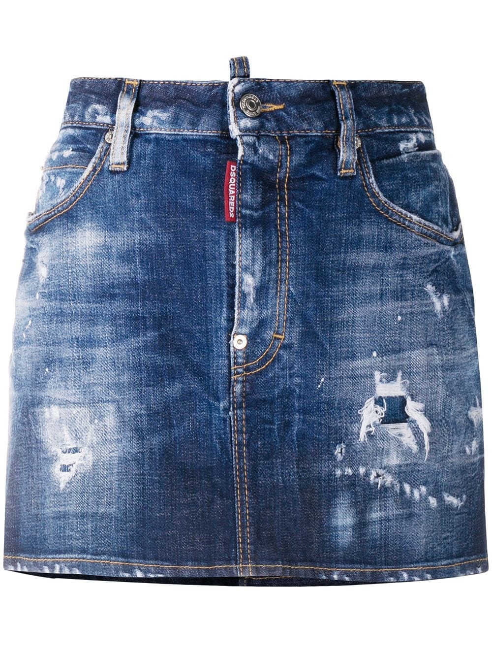 distressed denim skirt - 1