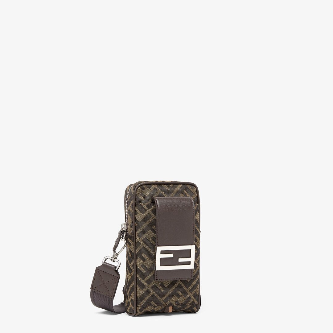 Mobile phone holder in brown fabric - 2