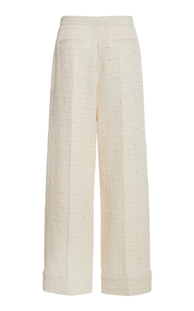 Valentino Textured Tweed Wide-Leg Pants white outlook