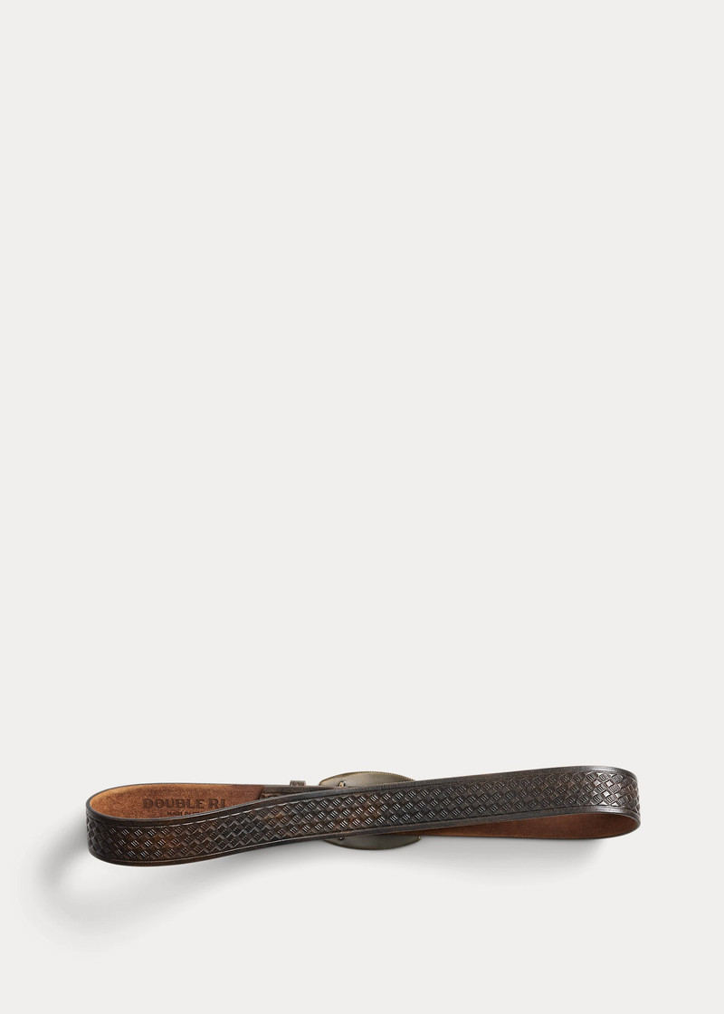 Basket-Weave-Embossed Leather Belt 3