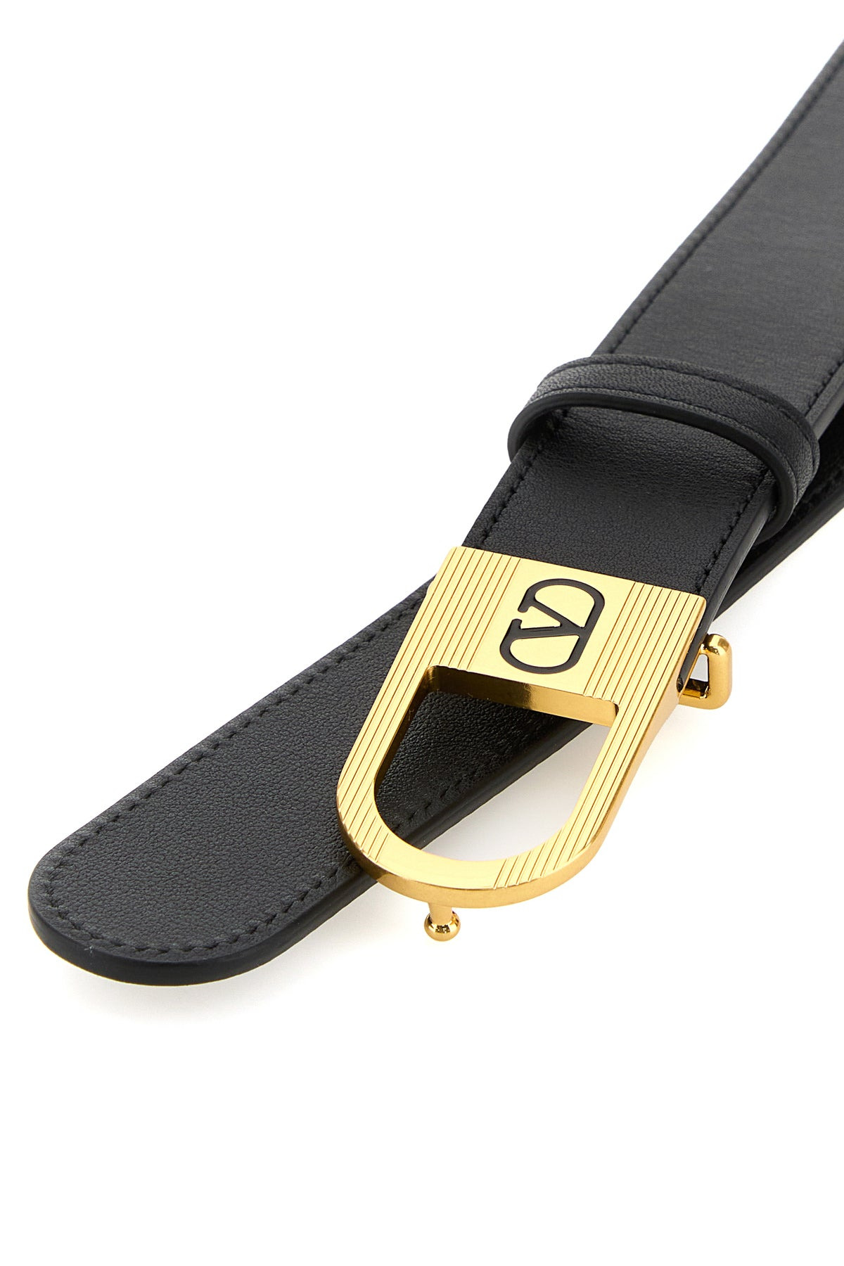 Black leather VLogo Signature belt - 4