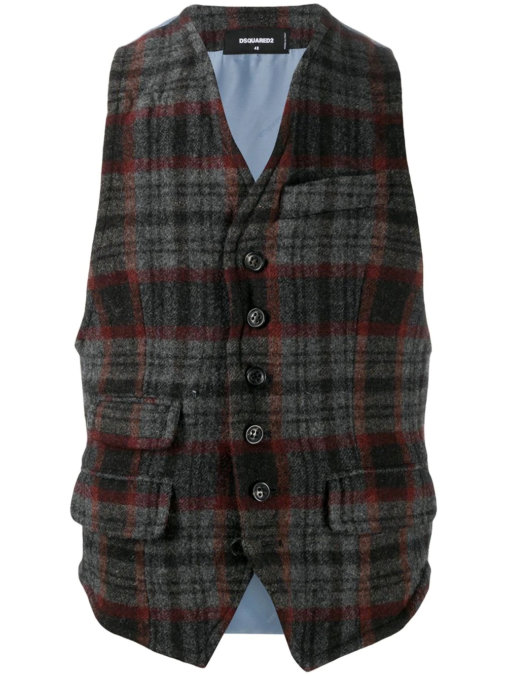 checked wool waistcoat - 1