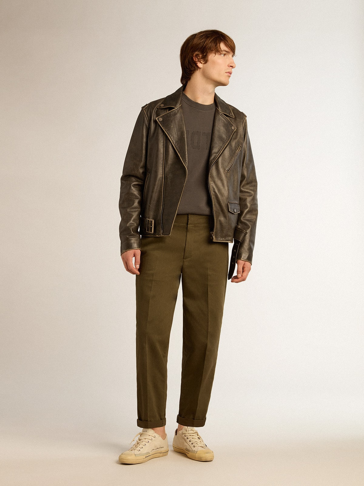 Military-green Golden Collection chinos - 3