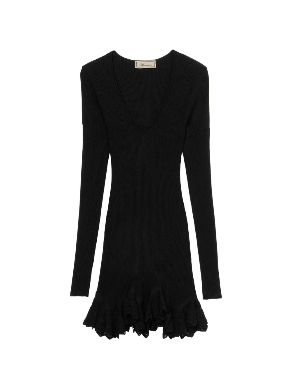 ruffled ribbed-knit mini dress - 1