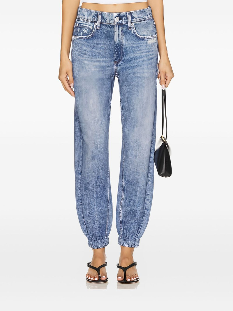 elastic-cuff acid-wash jeans - 1